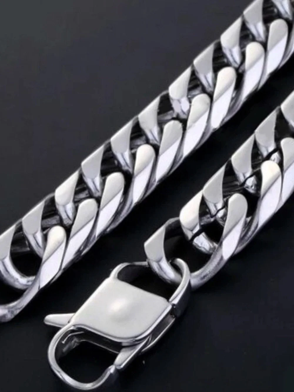 Men's Silver 316L Stainless Steel 12MM Thick Cuban Curb Link Chain Bracelet